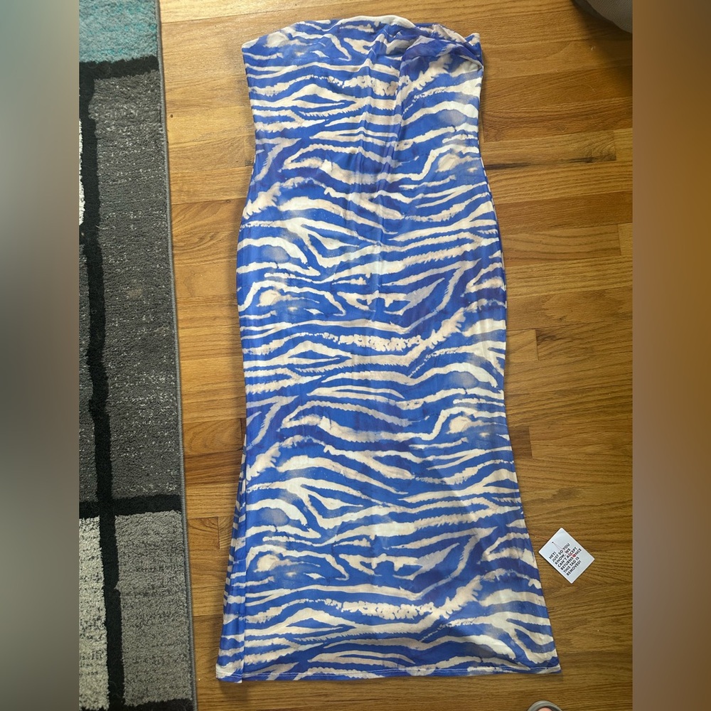 ASOS blue zebra tube dress